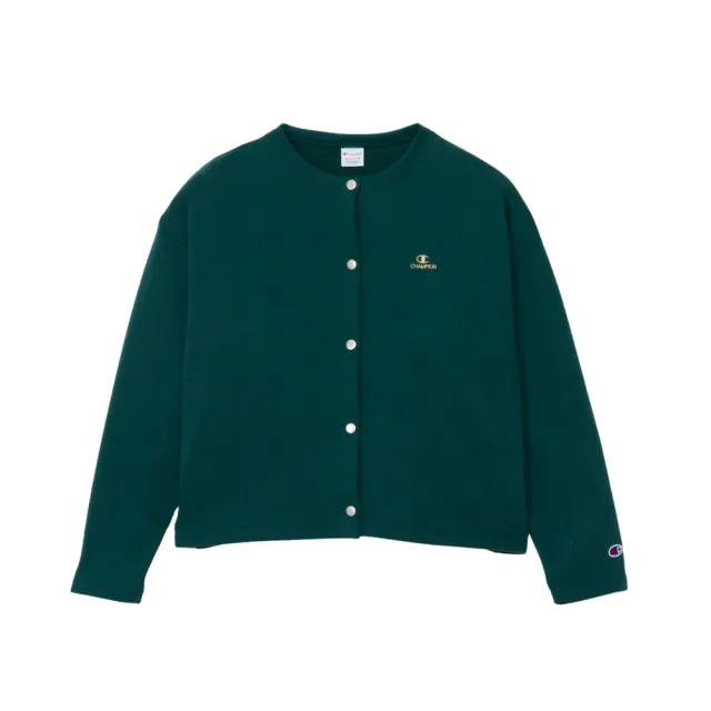 【Champion】官方直營 女款-CASUAL 刺繡開襟外套-深綠色(CW-C013-552 日規)