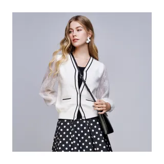 【Le Polka】異素材蕾絲針織外套-女