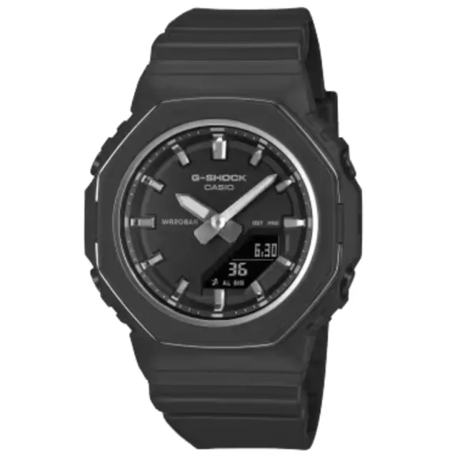 【CASIO 卡西歐】G-SHOCK 數碼指針系列 低調光澤金屬設計潮流腕錶 黑色 40.5mm(GMA-P2110-1A)