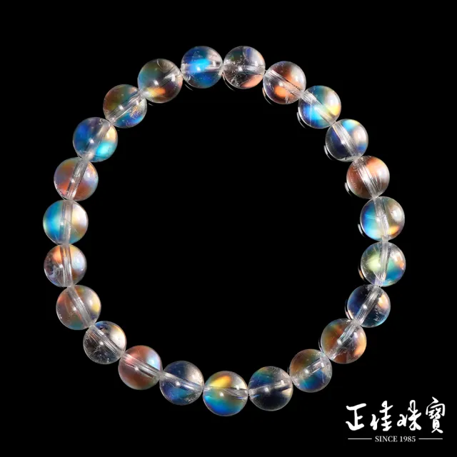 【正佳珠寶】馬島月光 蒐藏級玻璃體彩虹藍 7.8-8.3mm 馬島月光石手珠