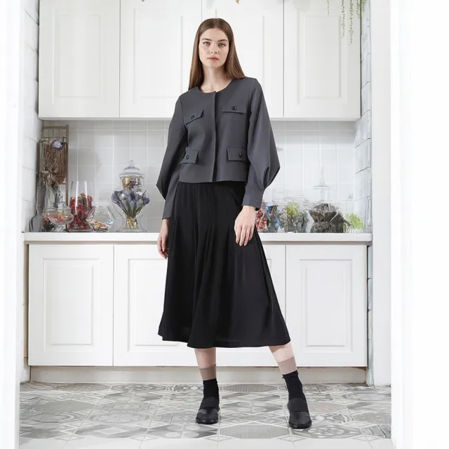 【ICHE 衣哲】Cop.Copine 法國原裝進口不規則剪裁半長圓裙-2色