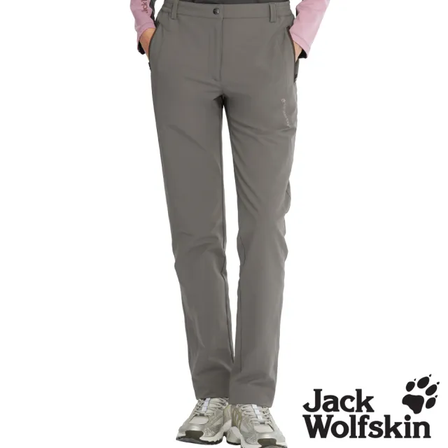 【Jack wolfskin 飛狼】女 內磨毛保暖休閒長褲 彈性登山褲(棕褐)