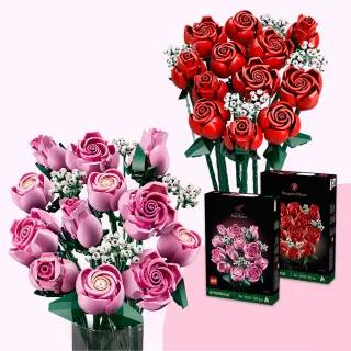 【LEGO 樂高】Botanicals 10374 粉紅玫瑰花束 & 10328 玫瑰花束