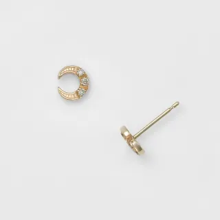 【agete】10K新月鑽石耳環