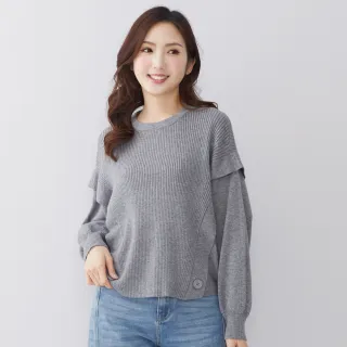 【betty’s 貝蒂思】直條織紋拼接素面毛衣(灰色)