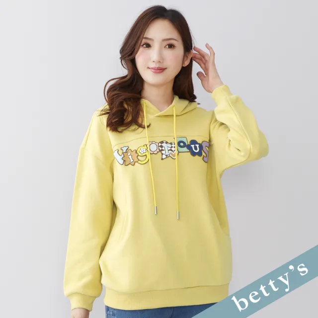 【betty’s 貝蒂思】出清品  字母拼貼內刷毛連帽T-shirt(黃色)
