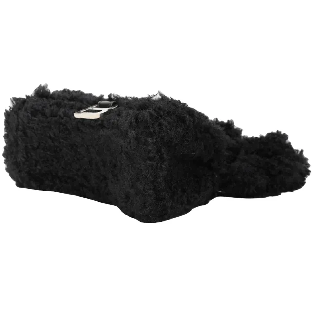 【Balenciaga 巴黎世家】Fluffy Hourglass XS 毛茸手提/斜背沙漏包-黑色(絨毛包 手提包 斜背包)