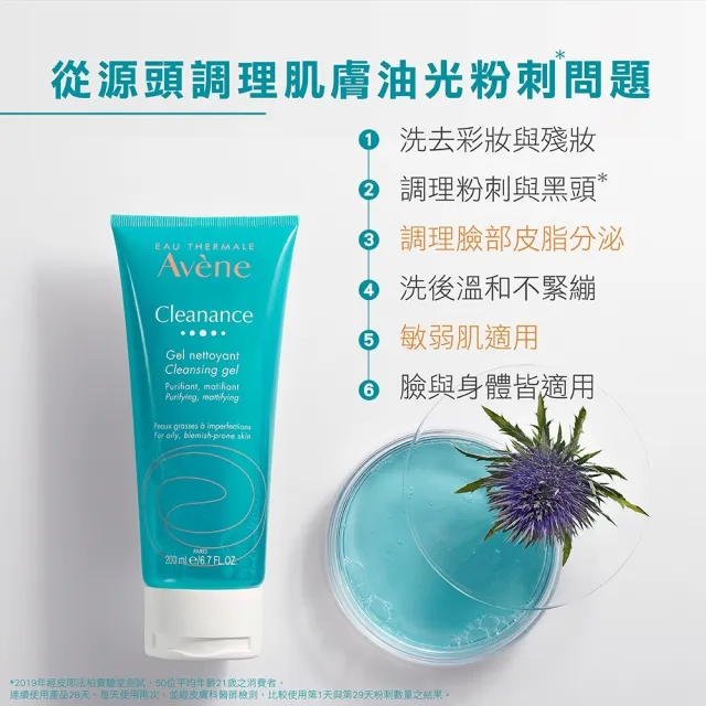 【Avene 雅漾官方直營】控油舒緩潔膚凝膠200ml_2入組(減少粉刺 揮別油光)
