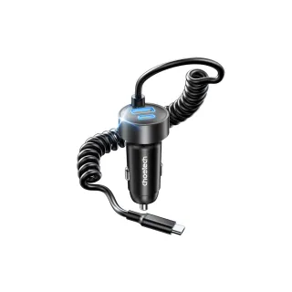 【Choetech】酷車充系列 TC0030 65W自帶Type-C線車用快充充電器(全能快充 極線上路)