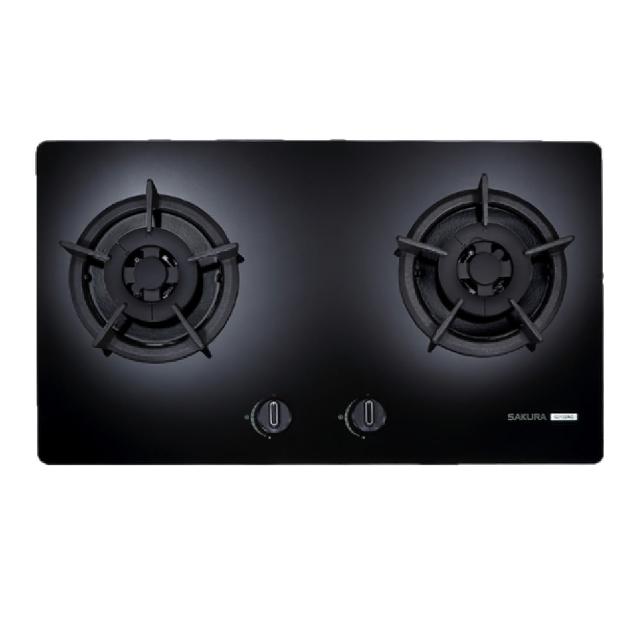 SAKURA櫻花牌 G-2522 雙口瓦斯爐 耐熱強化玻璃爐臺 鑄鐵爐頭 電子連續點火 天然瓦斯液化瓦斯適用