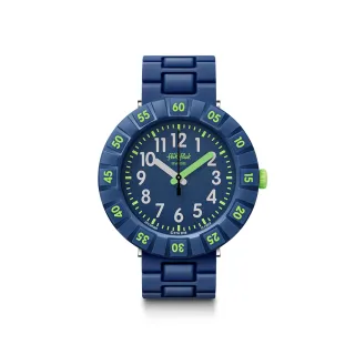 【Flik Flak】兒童手錶 SOLO DARK BLUE 兒童禮物/安全防水/瑞士製造 FCSP086(36.7mm)