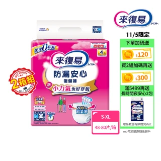 【來復易】防漏安心復健褲S-XL 箱購(成人紙尿褲/褲型紙尿褲) (2箱組)