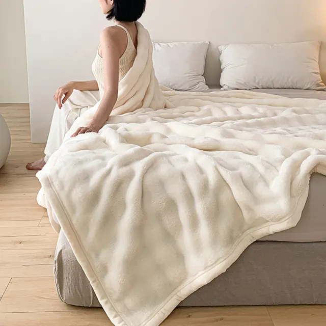 【ALAI 寢飾工場】買1送1 托斯卡泡泡兔毛絨毯 多色任選 150x200cm(保暖被/冬被/毛毯/毯子)