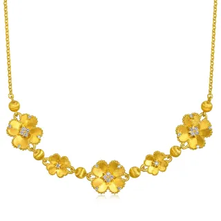 【點睛品】星鑽花語 鑽石黃金項鍊