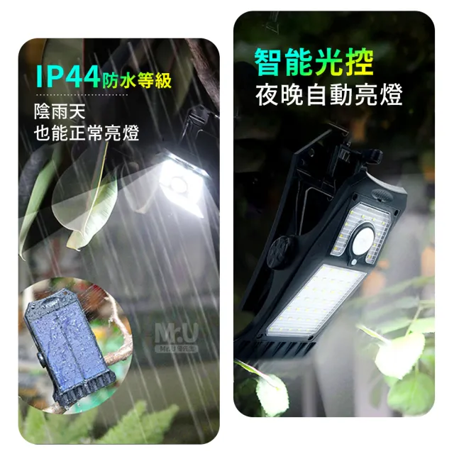 【Mr.U 優先生】LED高亮可夾 免施工 太陽能感應燈 小號(防水 太陽能夾燈 壁燈 照明燈 庭院燈 露營燈)