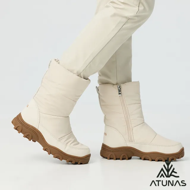 【ATUNAS 歐都納】女男款雪地漫步防水高筒刷毛保暖雪靴(A8GCGZ08W/A8GCGZ10M鞋底冰爪/賞雪/滑雪/休閒旅遊)