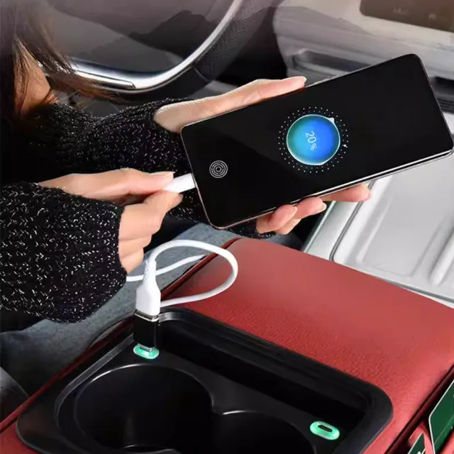【MUAN】多功能可充電中央扶手箱增高墊(車載水杯架/車用面紙盒/汽車夾縫儲物盒/車內收納配件)