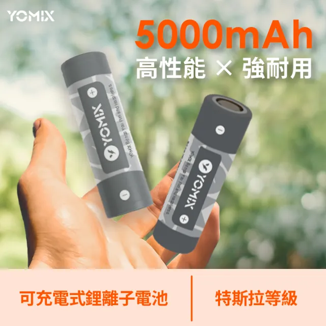 【YOMIX 優迷】5000mAh可充電式鋰離子電池(21700電池/特斯拉等級)