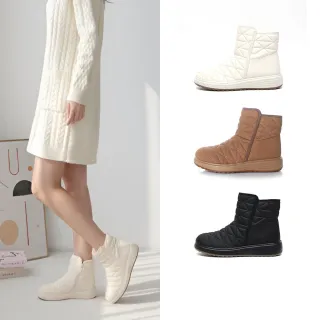 【HIKOREA】韓國空運。菱格側拉鍊鋪毛止滑保暖雪靴-版型偏小(71-3624/三色/現+預)