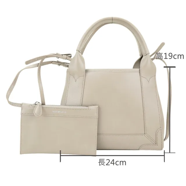 【Balenciaga 巴黎世家】Navy Cabas XS 牛皮拼接手提托特包-附萬用包 可可棕