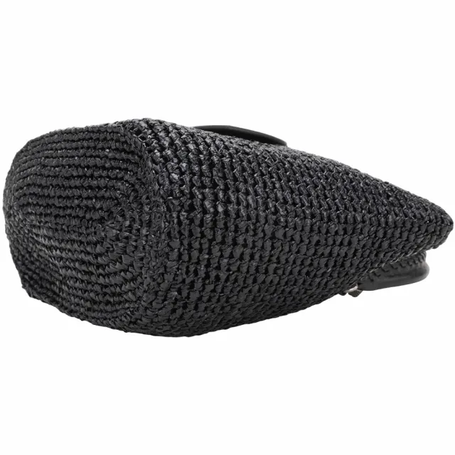 【Balenciaga 巴黎世家】Le Cagole Panier 中型 尼龍編織拼小羊皮水桶包-黑色(托特包 草編包 手提包)