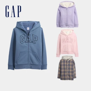 【GAP】男女幼童裝 Logo刺繡/印花刷毛連帽外套-多款任選(789861&789837&790006&822237)