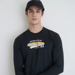 【GIORDANO 佐丹奴】男裝文字印花長袖上衣(多色任選)