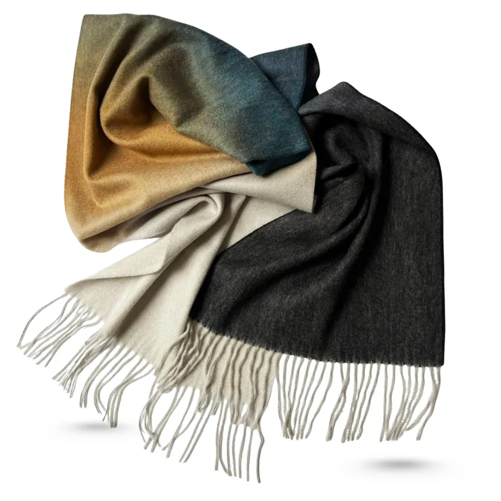 【iTa.a】交換禮物 100%Baby羊毛圍巾/披肩禮盒-漸層對比色5(天然．透氣．溫暖．防臭．環保．柔膚觸感)