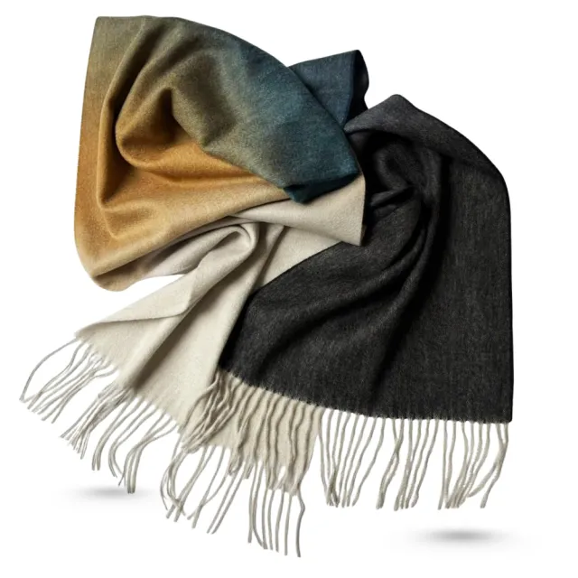 【iTa.a】交換禮物 100%Baby羊毛圍巾/披肩禮盒-漸層對比色5(天然．透氣．溫暖．防臭．環保．柔膚觸感)