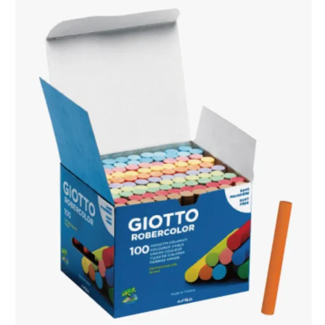 【GIOTTO】無毒環保粉筆-校園10色100入*16盒(箱出貨 少灰 抗敏 好洗 不易揚塵 少灰粉筆 戶外塗鴉)
