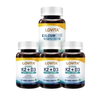 【LOVITA 愛維他】K2+D3素食膠囊 3入組 共90顆(買就送檸檬酸鈣120顆 momo獨家販售)