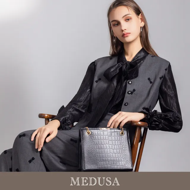 【MEDUSA 曼度莎】現貨-造型毛織蜻蜓西裝背心外套(M-XL)|女西裝背心 正裝背心 上班穿搭(701-1030A)