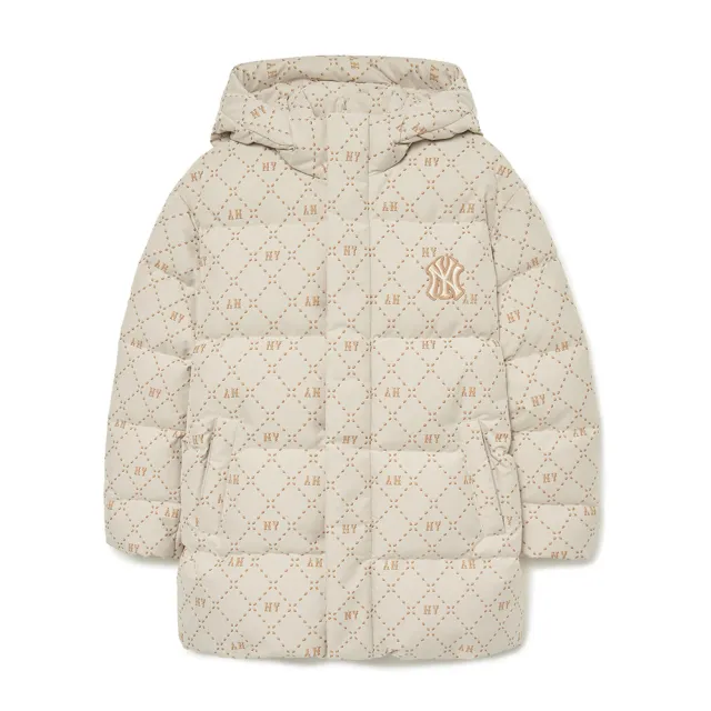 【MLB】連帽 中長版 羽絨外套 MONOGRAM系列 洋基隊(3ADJM0336-2款任選)
