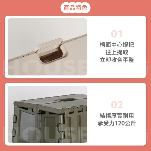 【HOUSE 好室喵】好漢折疊椅-特大 2入(PP材質堅固耐用)