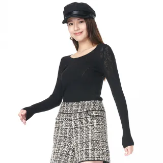 【KeyWear 奇威名品】簍空造型針織羊毛上衣