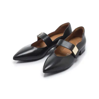 【FAIR LADY】小時光 素面尖頭寬帶瑪莉珍低跟鞋(黑、5B3088)