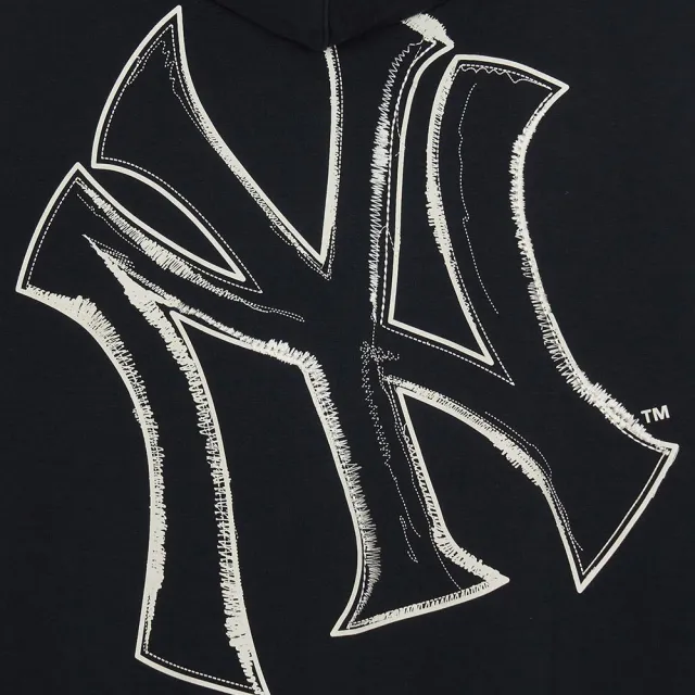 【MLB】背後大Logo刷毛連帽上衣 帽T 紐約洋基隊(3AHDB0756-50BKS)