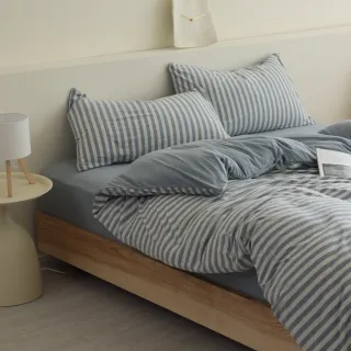 【AnD HOUSE 安庭家居】針織純棉-加大床包雙人薄被套組-100%純棉(多色任選/舒適透氣)