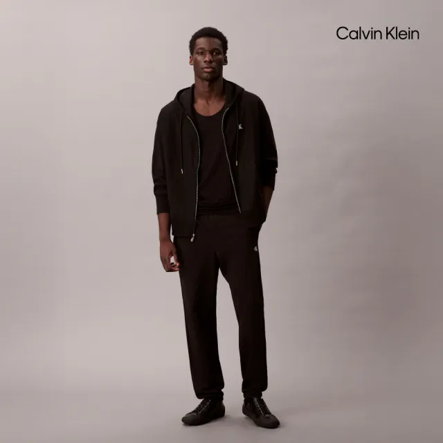【CALVIN KLEIN】官方旗艦館CK Monogram 棉質毛圈布束腳運動褲_黑色