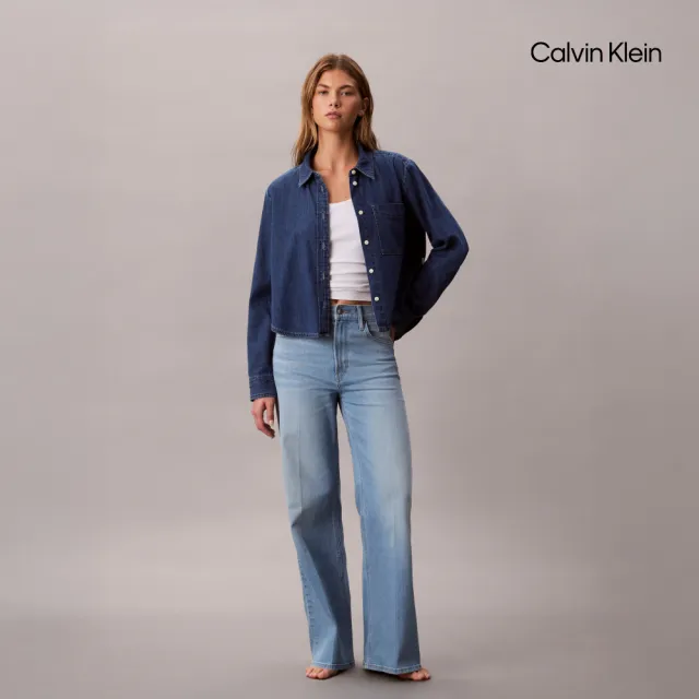 【CALVIN KLEIN】官方旗艦館CK 復古短版牛仔襯衫_藍色
