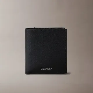 【CALVIN KLEIN】官方旗艦館CK 精緻經典標誌小巧對摺式錢包_黑色
