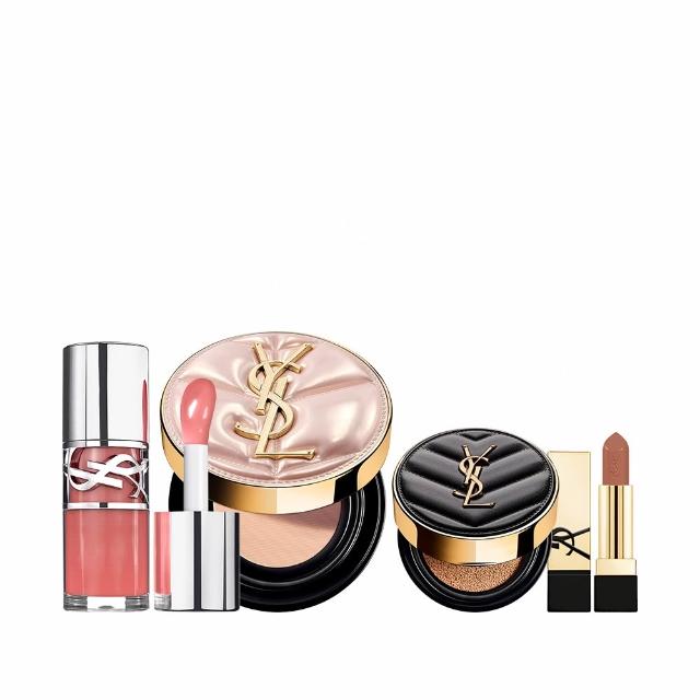 【YSL】官方直營 超模光感雲朵嫩唇彩妝組(水氣墊 雲朵皮革版+情挑誘光嫩唇凍)