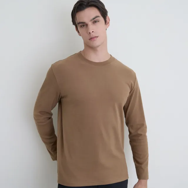 【GIORDANO 佐丹奴】男裝雙面磨毛長袖上衣 New Preppy系列(54 地球綠)