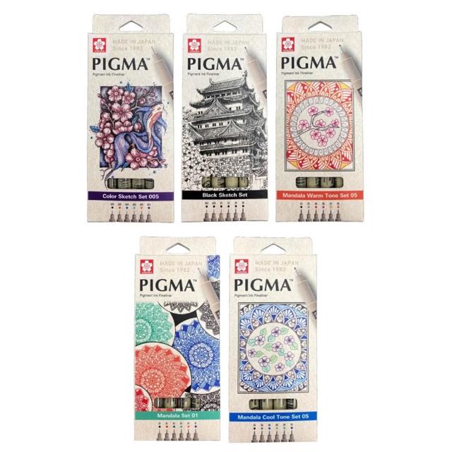 【SAKURA 櫻花】PIGMA筆格邁 代針筆套6入組-彩色/曼陀羅/曼陀羅暖色/曼陀羅冷色/黑色 / 組 XSDK