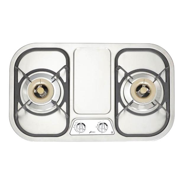 【豪山】雙口不鏽鋼歐化檯面爐(ST-2273 NG1/LPG基本安裝)