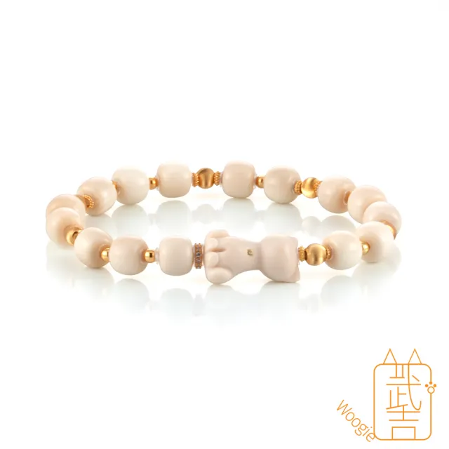 【Woogie武吉珠寶】精品文玩猛瑪象牙純銀手鍊(無相貓7-8mm)