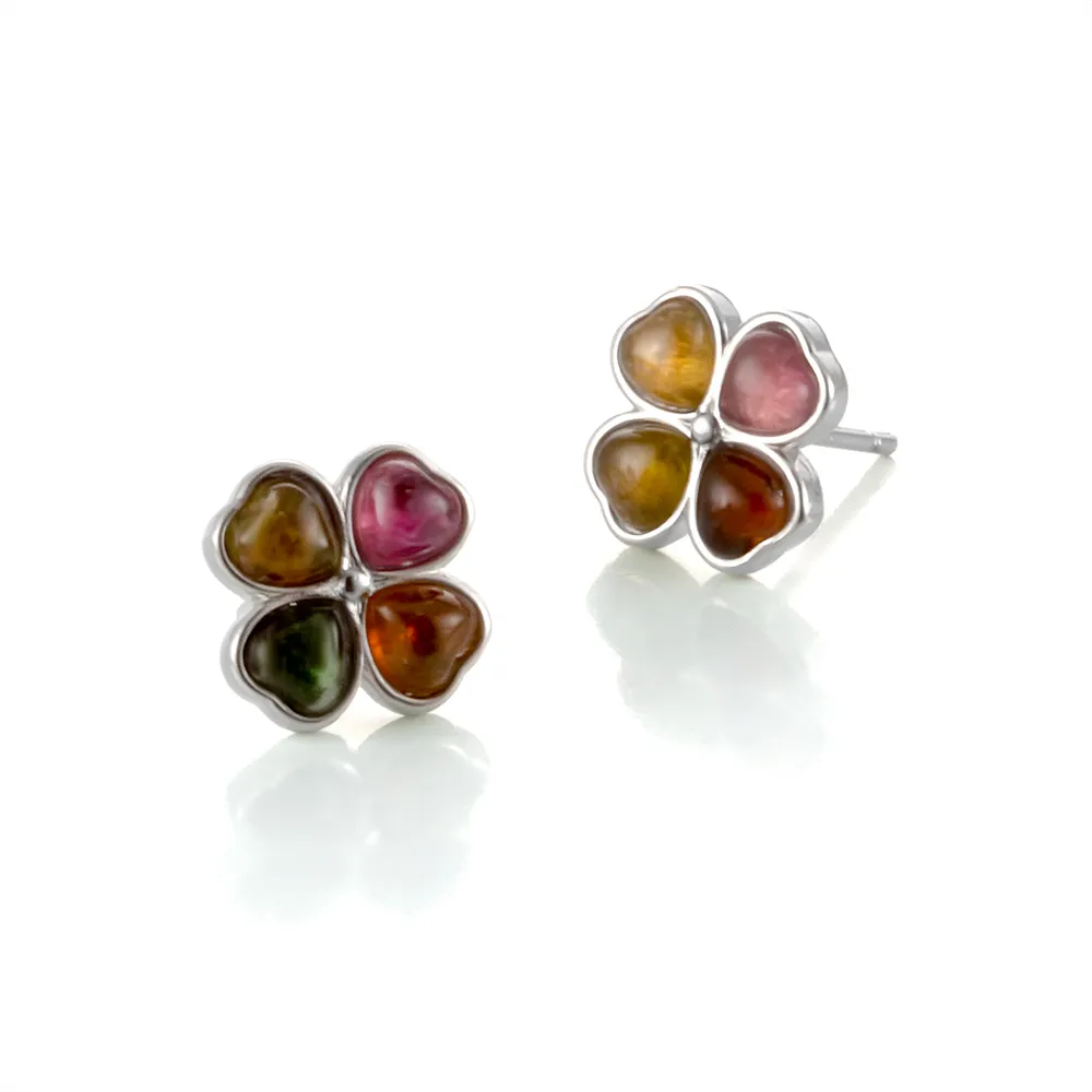 【Woogie武吉珠寶】彩碧璽耳環(幸運草10x10mm)