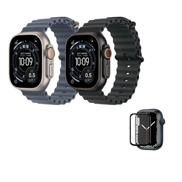 鋼化保貼組【Apple】Apple Watch Ultra 3 GPS+行動網路 49mm(鈦金屬錶殼搭配海洋錶帶)