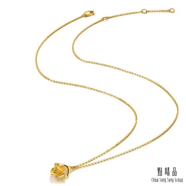 【點睛品】絢麗玫瑰 鑽石黃金項鍊