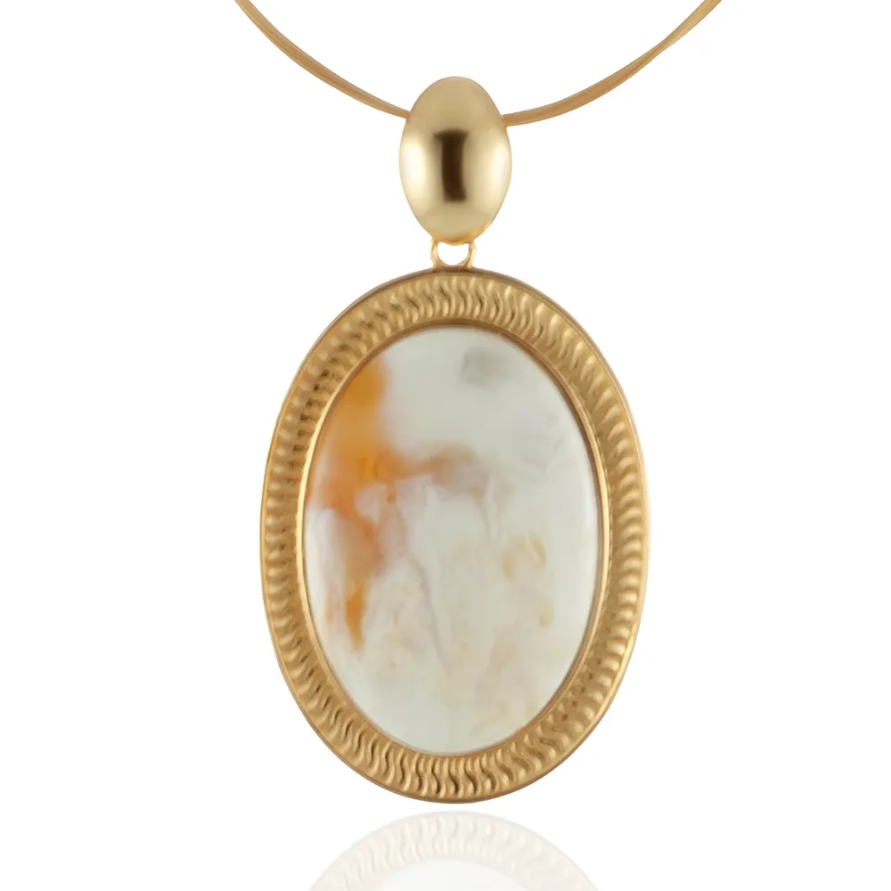 【Woogie武吉珠寶】琥珀蜜蠟精品妖花白蜜蠟設計套鍊(蛋面40x30mm)